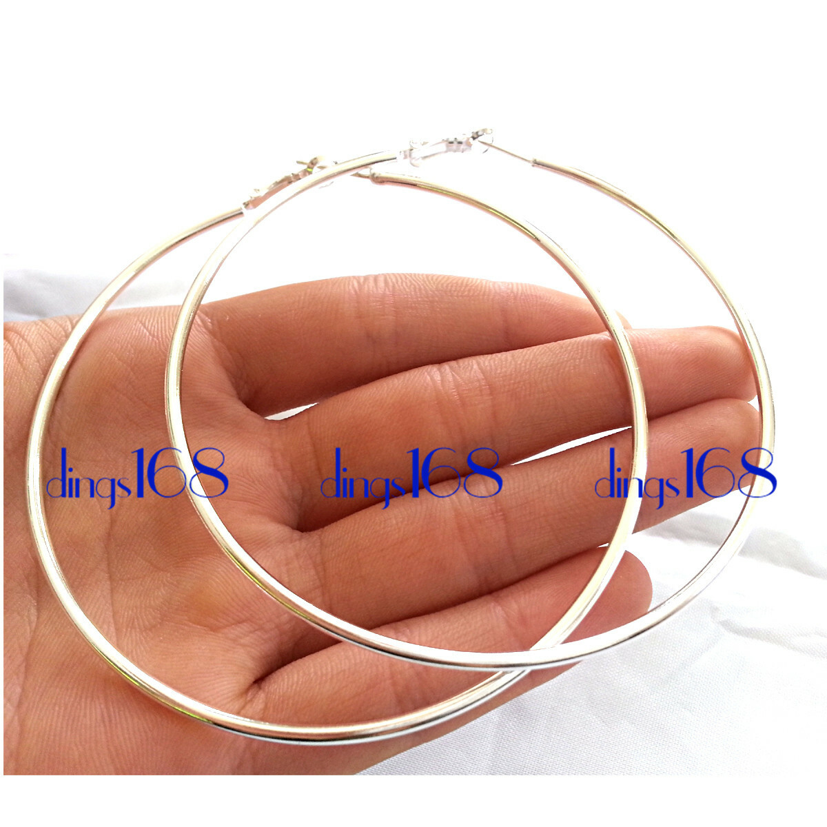 925 Sterling Silver Light-Weight 3.54″/90mm XX-Large Thin Tube Hoop Earrings A2F