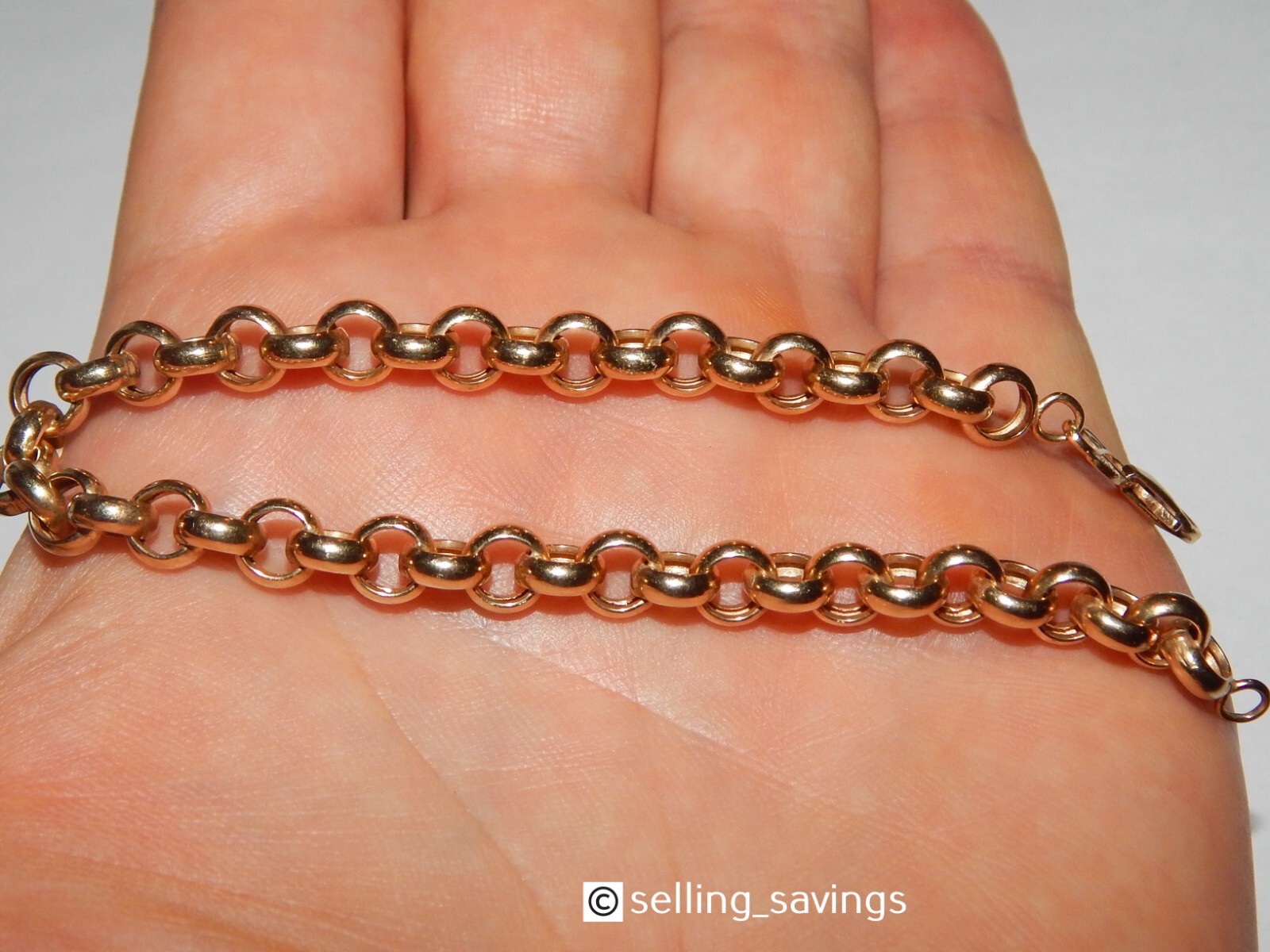 14K YELLOW GOLD ITALIAN ETERNAGOLD 7MM WIDE ROLO LINK BRACELET 8 INCH – 8.5 GRAM