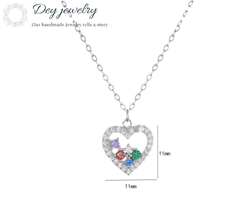 Lab Created Multi Gemstone Necklace 925 Silver Multi color love gift necklace