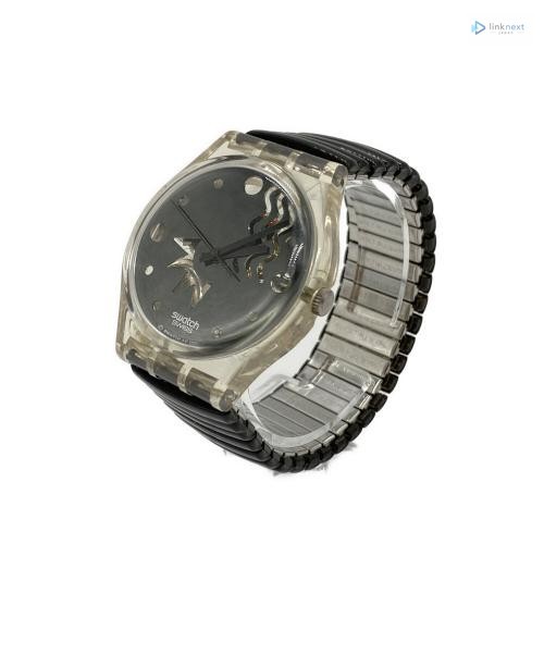 Swatch GK166 Men’s Analog Watch Transparent Case Black Dial