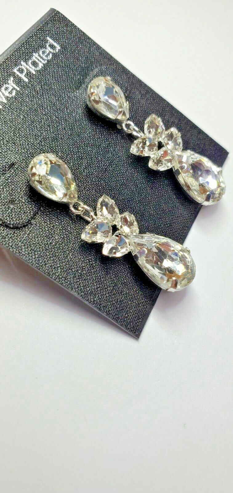 Silver Plated Special Occasion Earrings Cubic Zirconia’s Pineapple Shaped #78