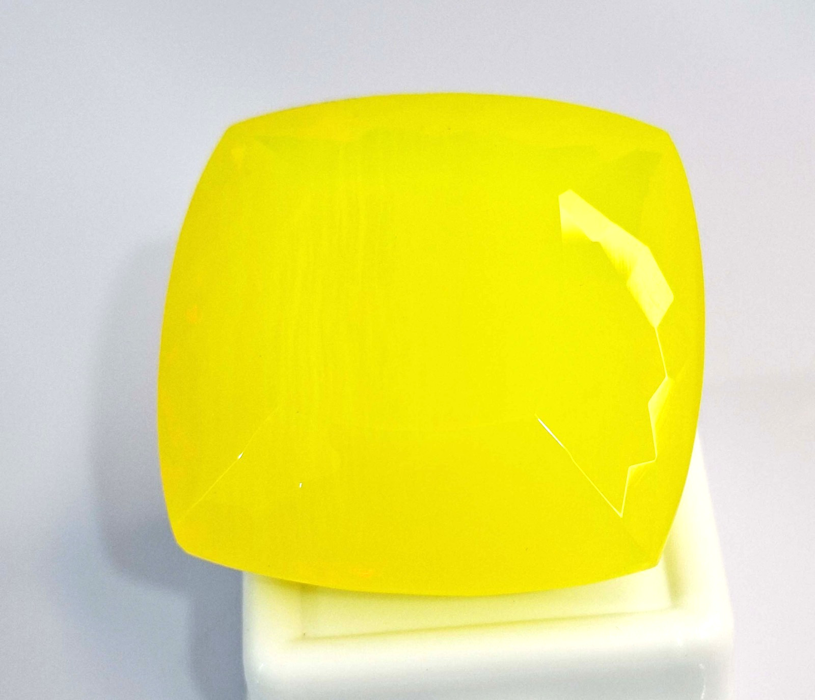 Lab Created Neon Yellow Welo Opal Cushion Cut 126-128 Ct Loose Gemstone SP1164