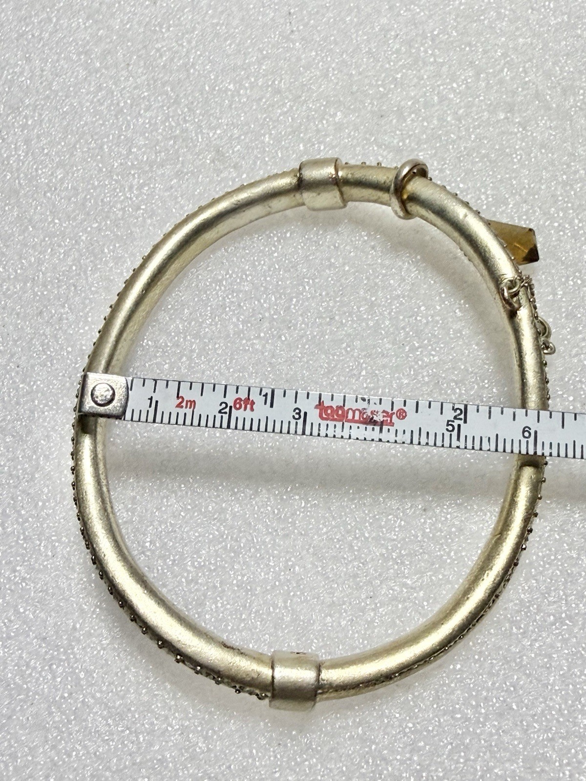 KCR Kenneth Cole Matte Gold Tone Marcasite & Amber Crystal Boho Wavy Bangle