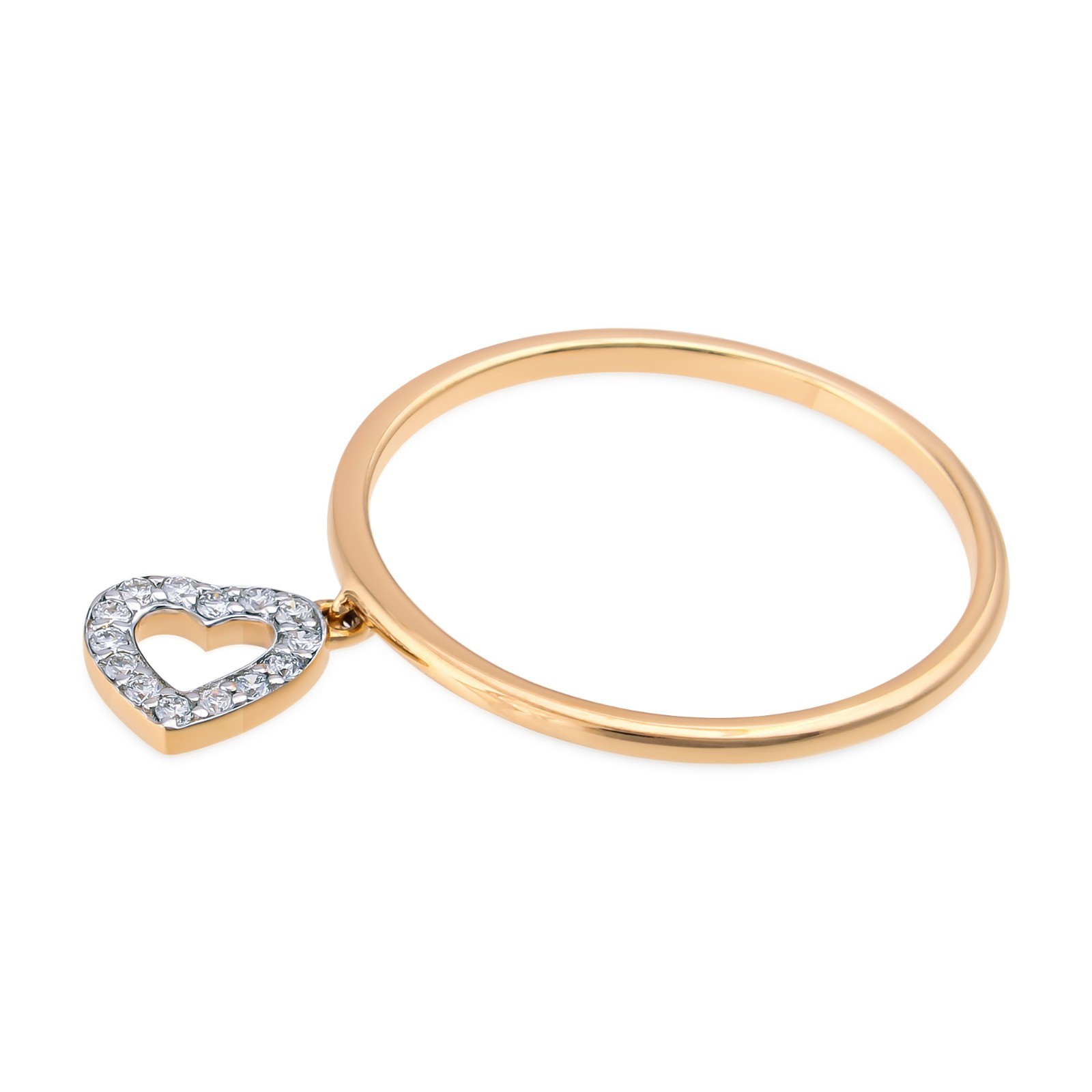 0.08 CT Lab Grown Diamond Pave Heart Charm Dangle Ring 925 Sterling Silver Gift