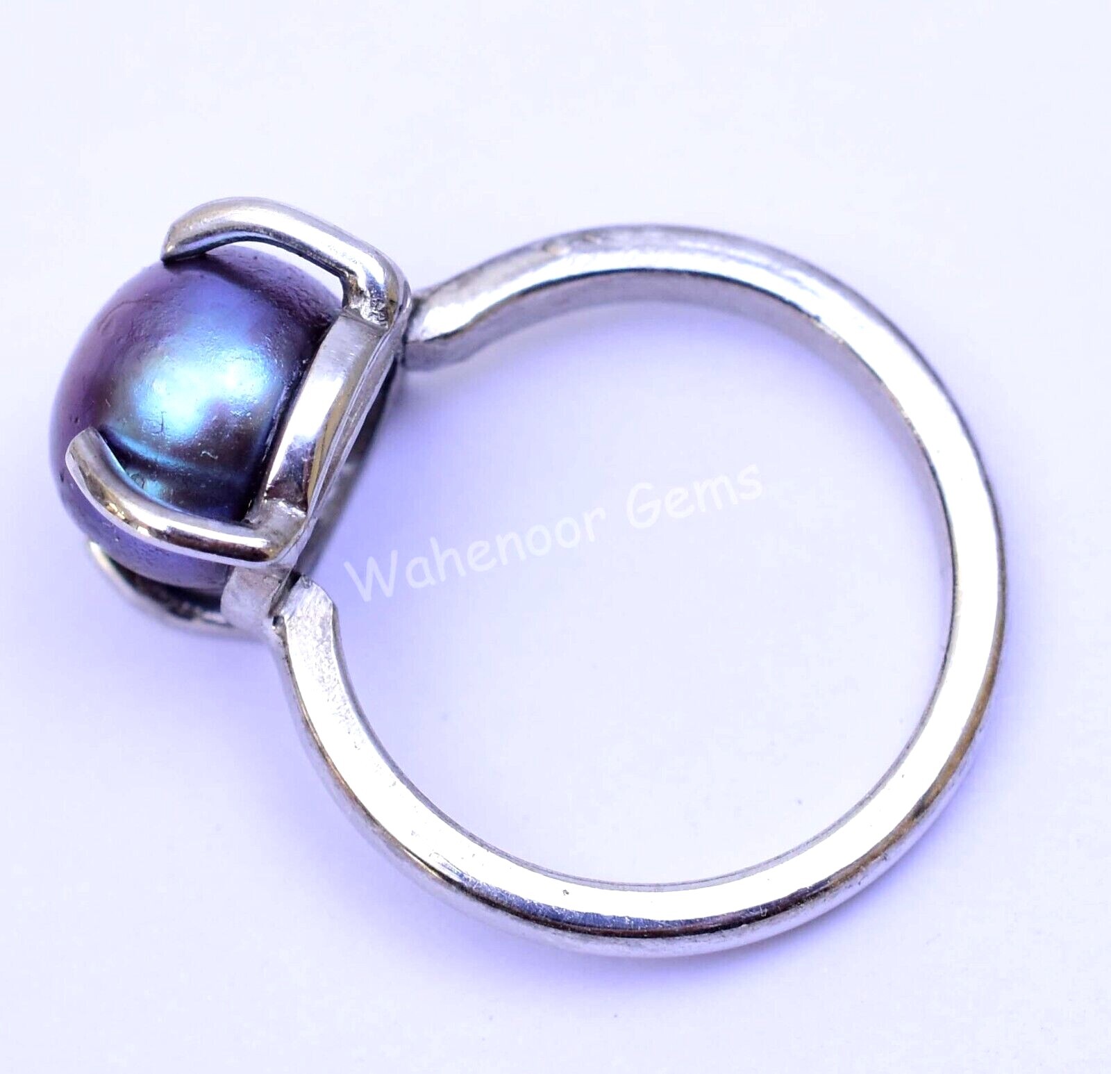 Natural Tahitian Gray Blue South Pearl 925Sterling Silver Ring Wedding Certified