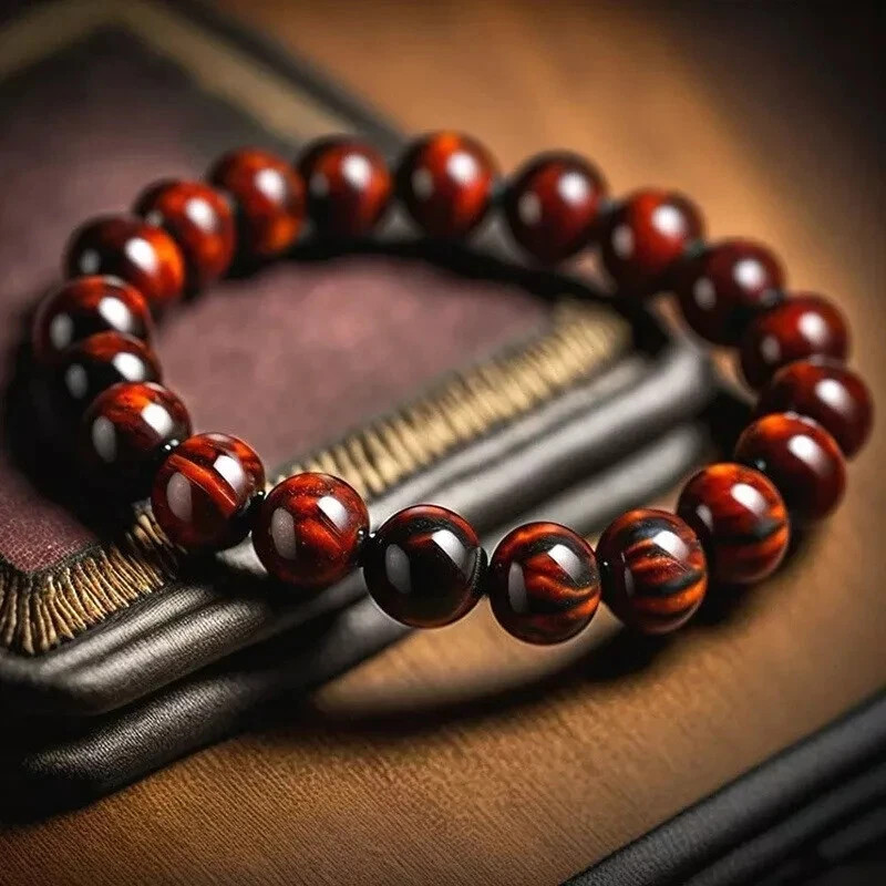 Natural Red Tiger Eye Beaded Stretch Bracelet Men Women Handmade Unisex Jewelry