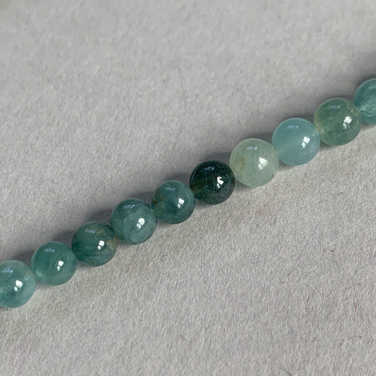 Grandidierite Bead Necklace 14ct Gold Clasp 18” 46cm 585 14K Rare Gemstone
