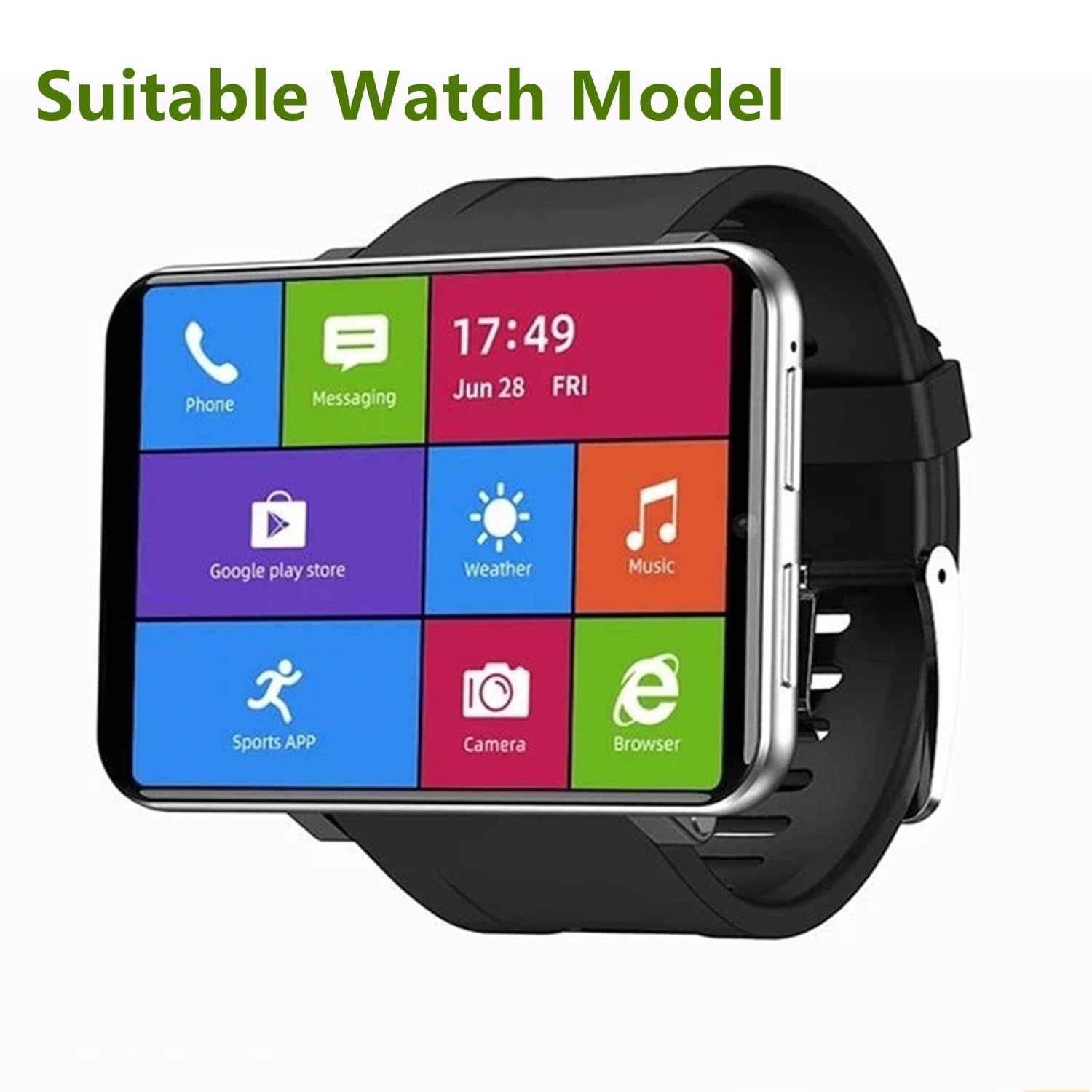 Rainbuvvy Wrist Strap Replacement Smart Watch Accesseries 32CM, Black