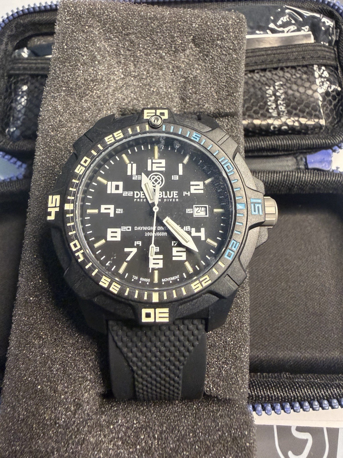Deep Blue Precision Diver Day Night Diver PC, 200m/660ft Quartz Swiss Movement