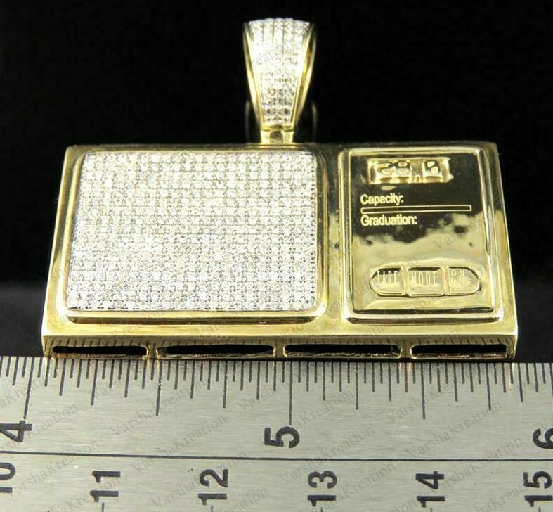 2Ct Tester Passing Moissanite Men’s Radio Pendant 14K Gold Plated Silver