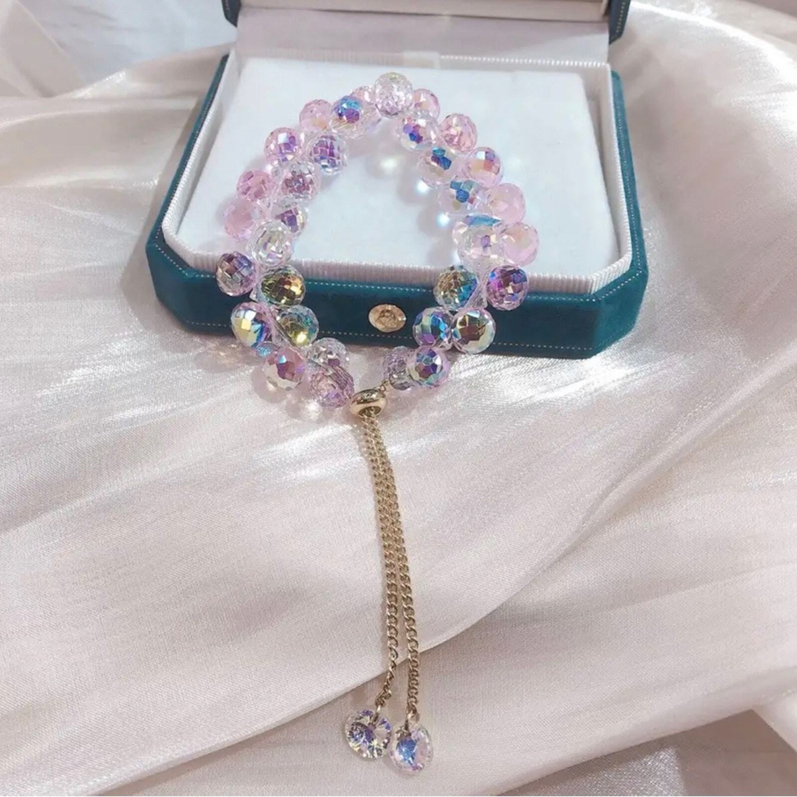 Pink Swarovski Beaded Bracelet