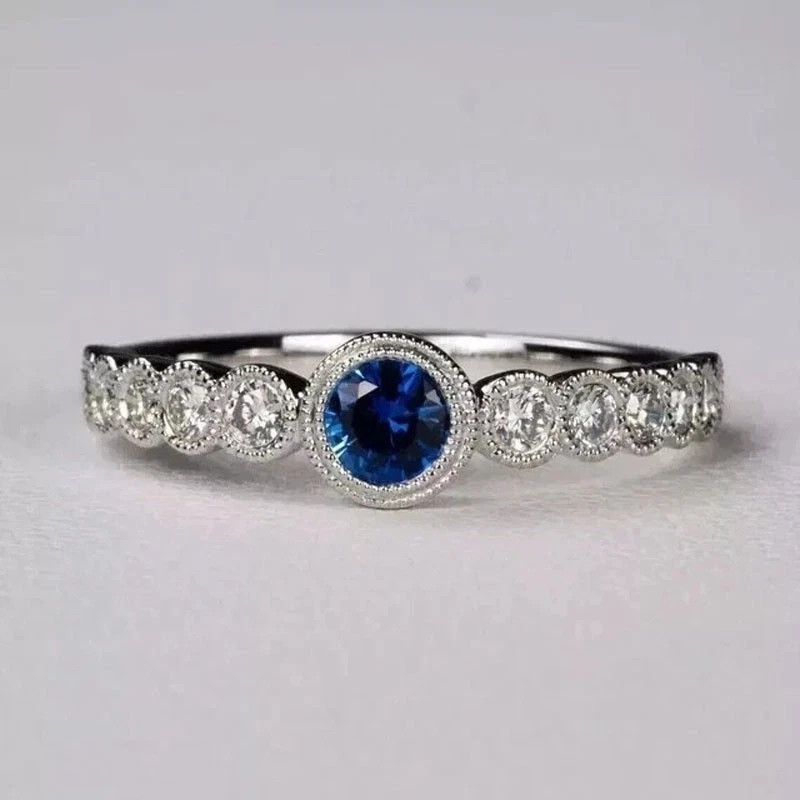 3Ct Round Cut Lab Created Sapphire Women’s Engagement Ring 14K White Gold Plated