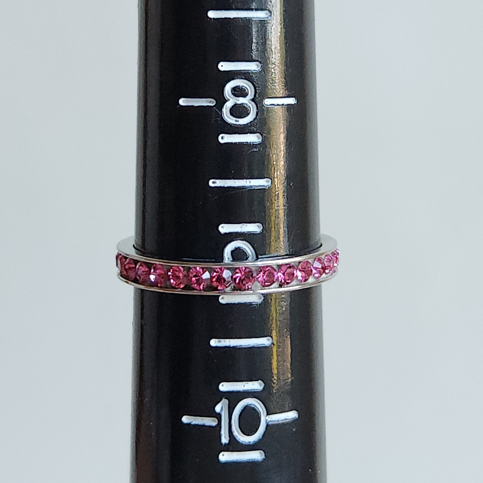 ATI Sterling Silver Pink CZ Eternity Ring – Size 9 – Stamped 925