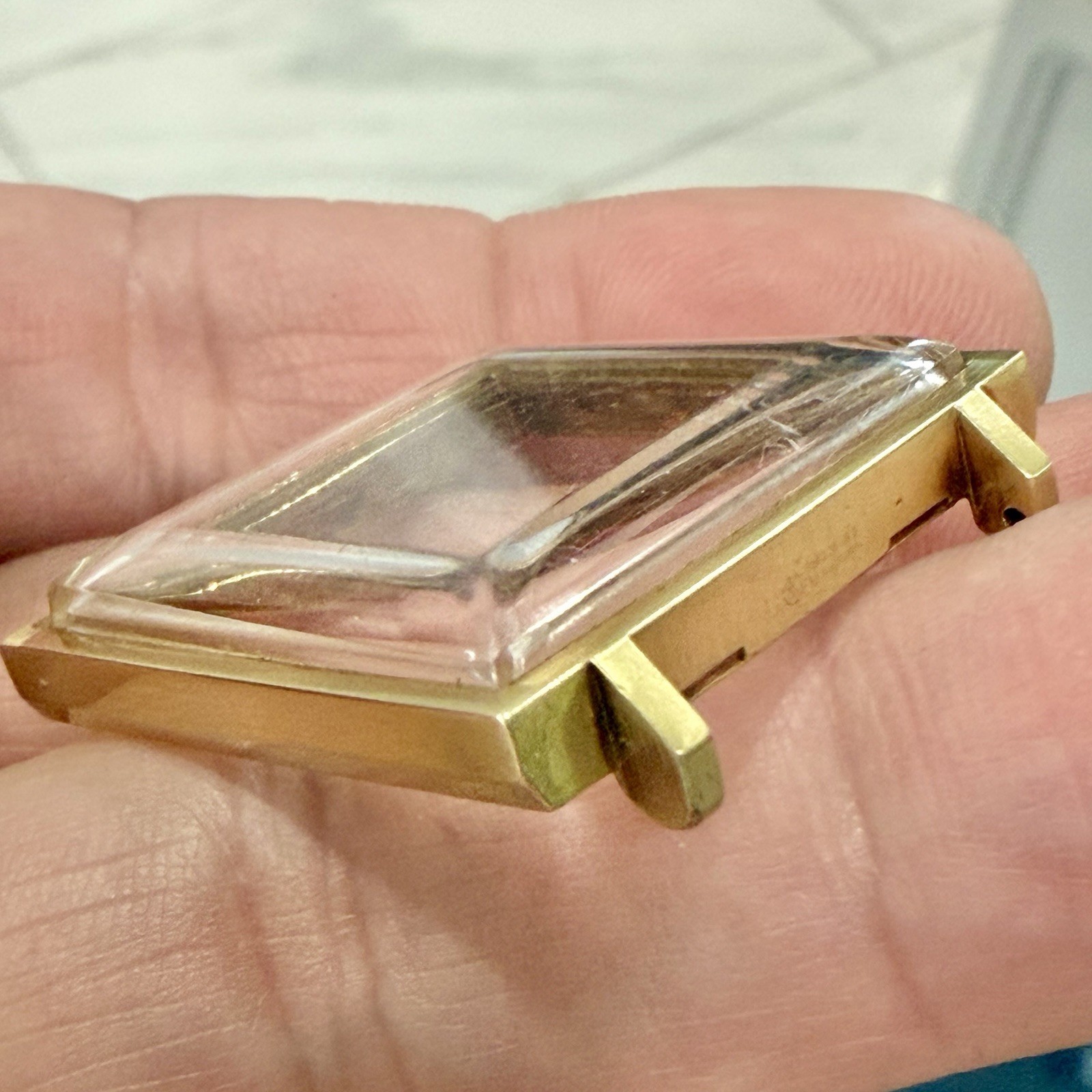 Vintage Ralph Destino 28mm Square Tank Case 10k Gold Plated No Movement!