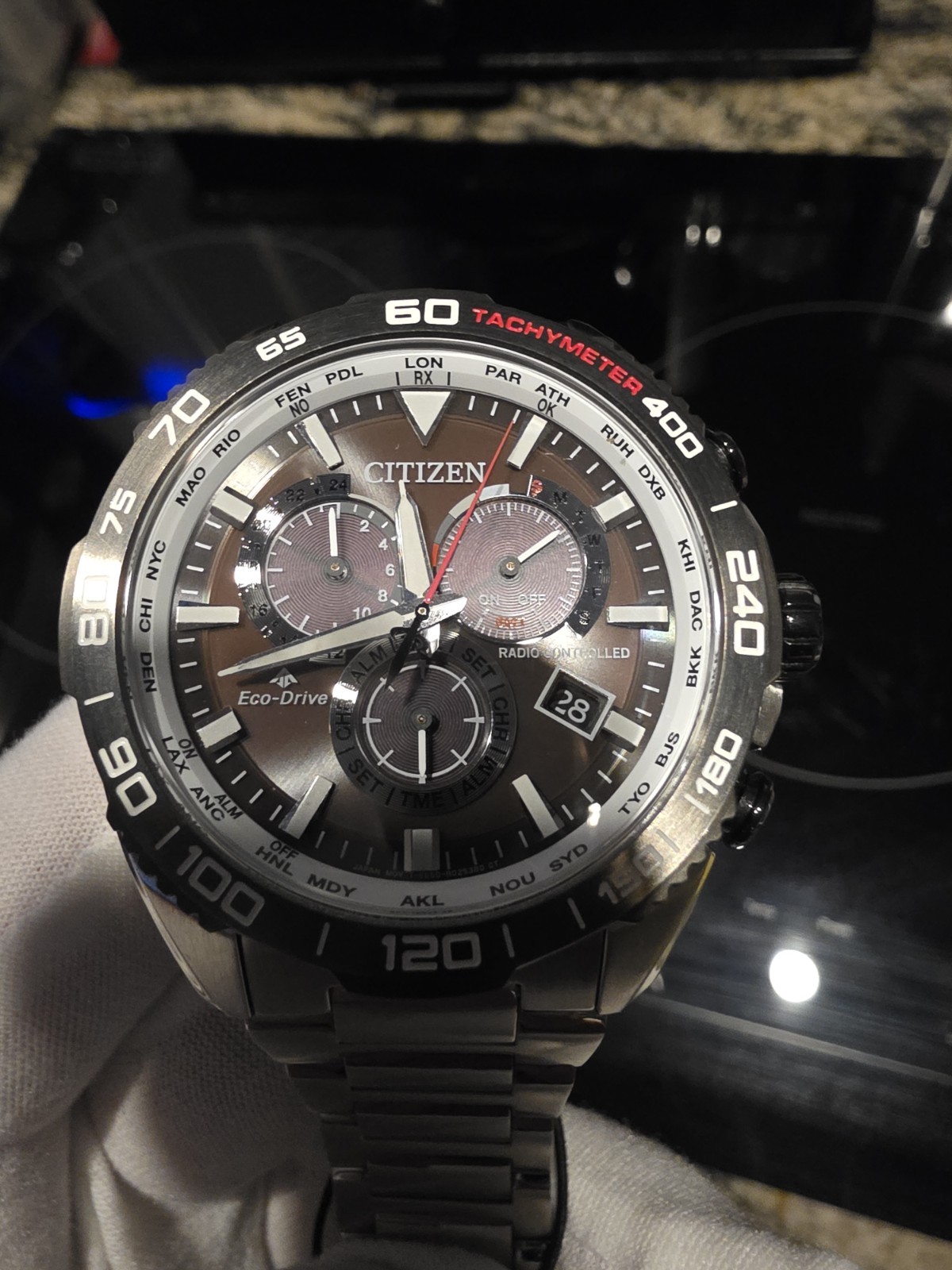 Citizen Eco-Drive Radio Controlled Chronograph Tachymeter 200m 43mm Black