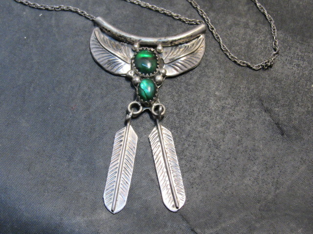 native American Sterling Silver Sharon Cisco Pendant Feather