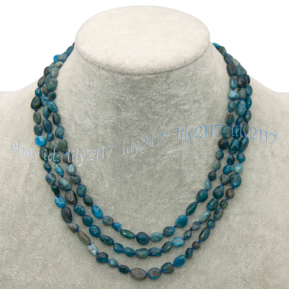 Natural 8-10mm Blue Apatite Irregular Freeform Gemstone Beads Necklace 14-48″