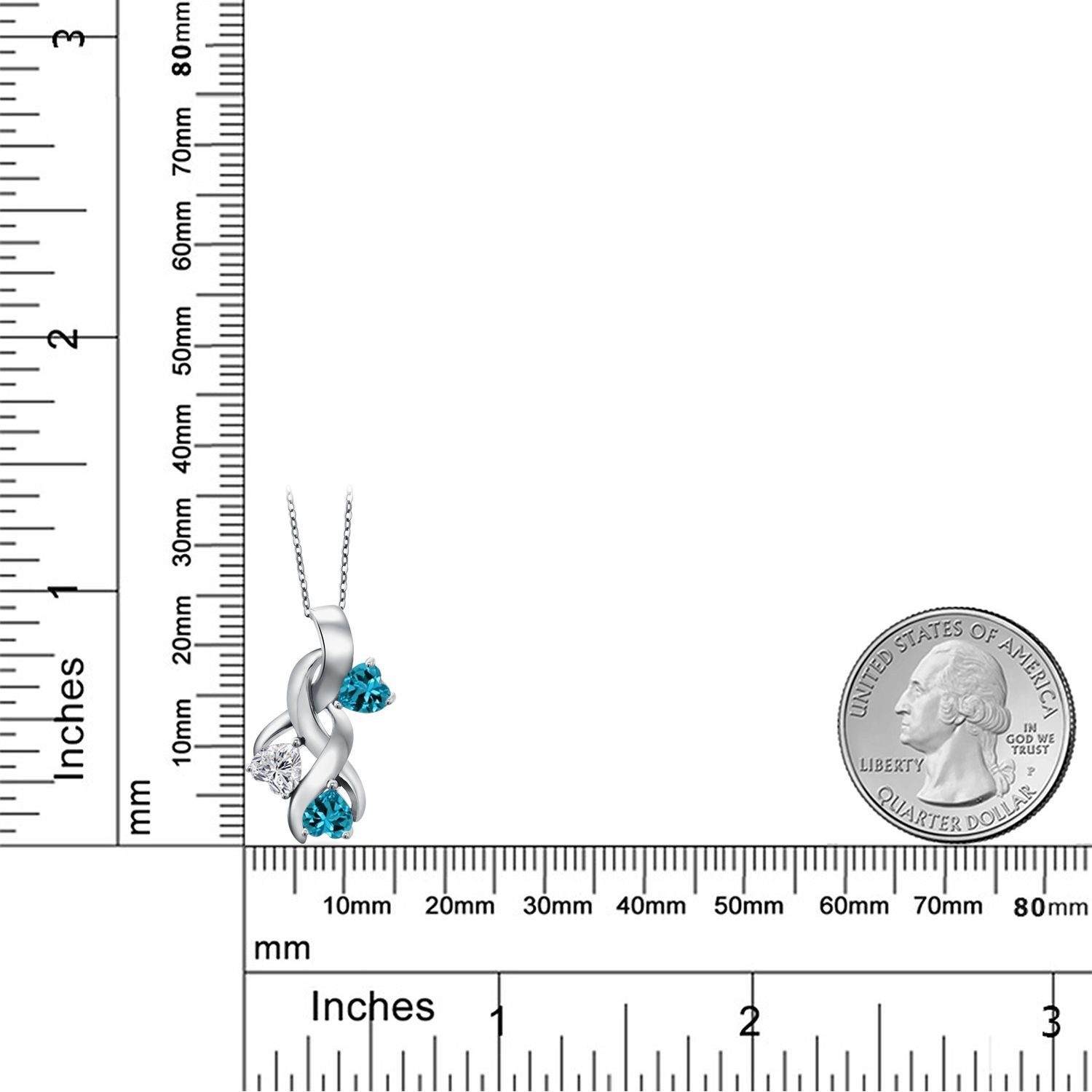 1.54 Ct Lab Grown Diamond London Blue Topaz 925 Sterling Silver Pendant with