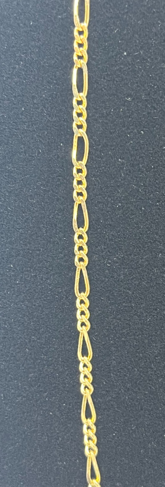 22 Inch Long 24kgp Figaro Chain Necklace Gold Tone Metal Necklace Lobster Clasp