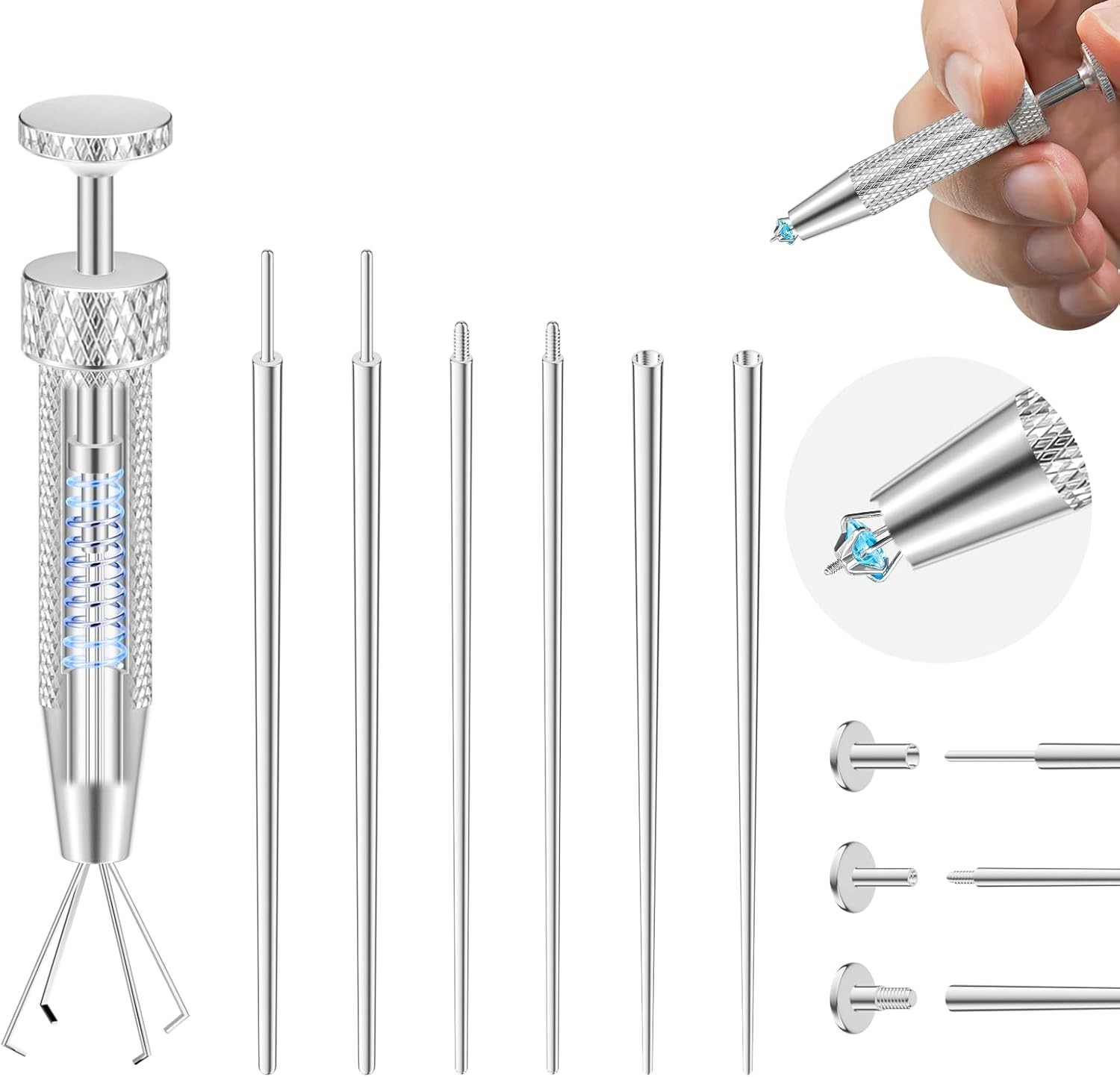 Upgraded Anti-slip Piercing Taper Ball Grabber Tool for Changing Jewelry – 16…