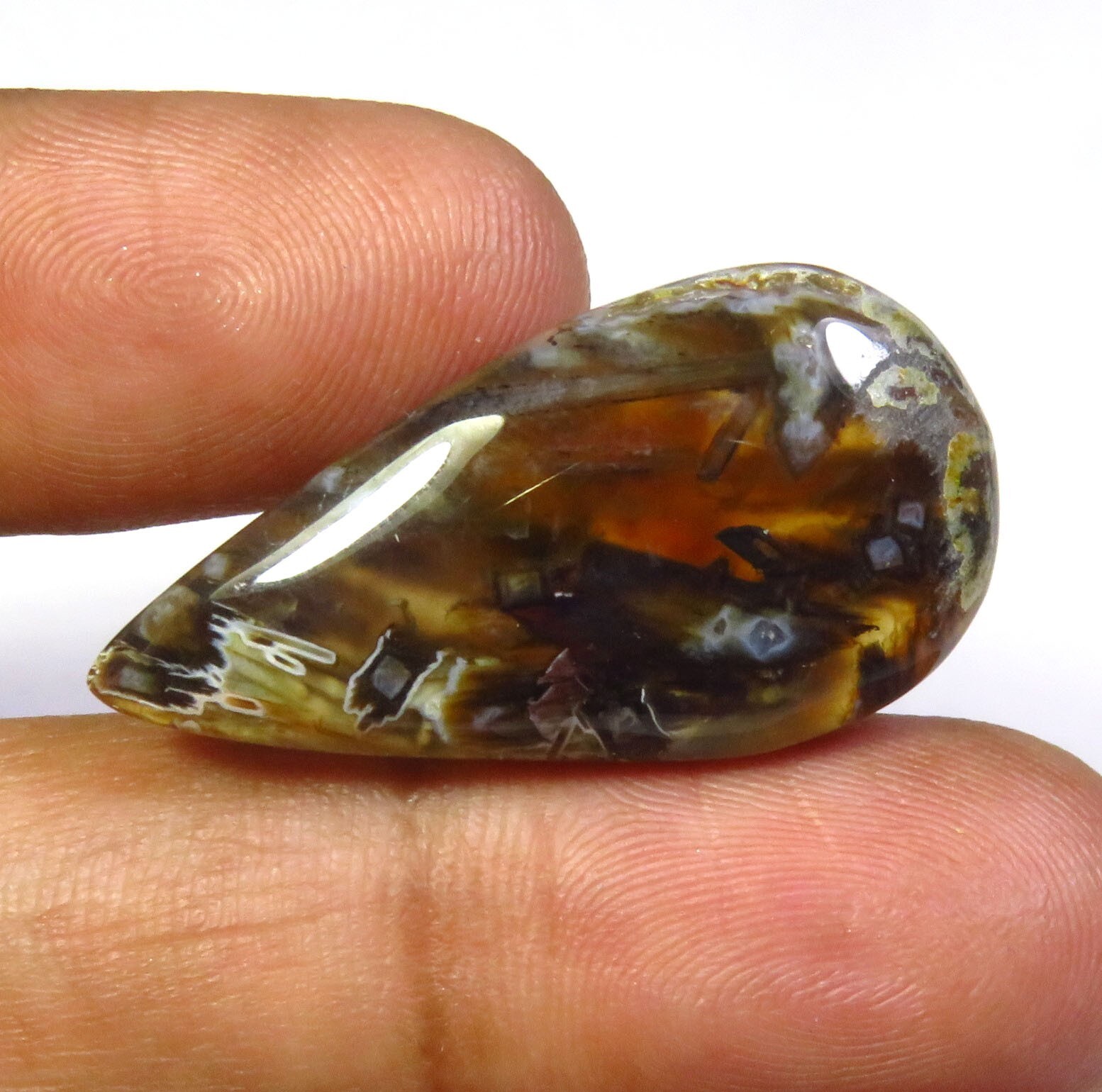 Natural Stick Agate Pseudomorph Gems 30x15mm Stick Smooth Pear Cabs 18Cts ST-121