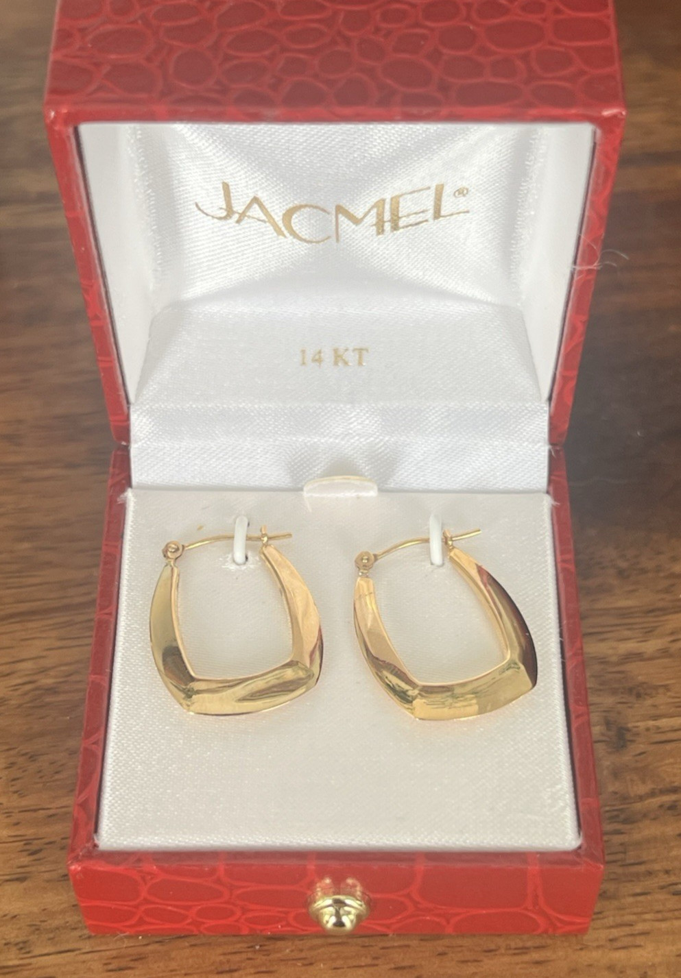 14K Gold Jacmel JCM Bolivia Hoop Style Drop Earrings AS IS