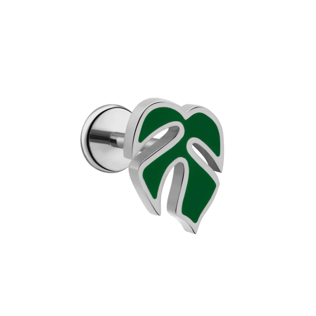 NWT Cords Club Mini Monstera Enamel Flat Back Stud