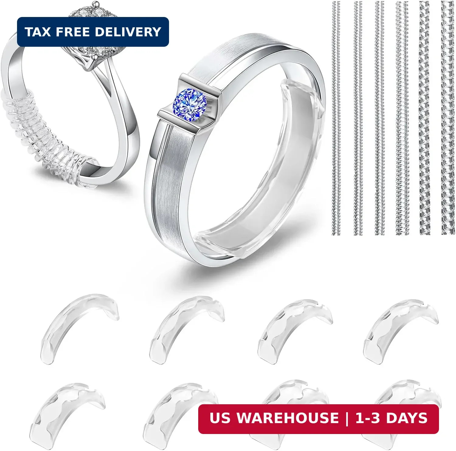 Xixter Ring Sizers for Loose Rings,14-Pack Adjuster Kit with Premium TPU to Stop