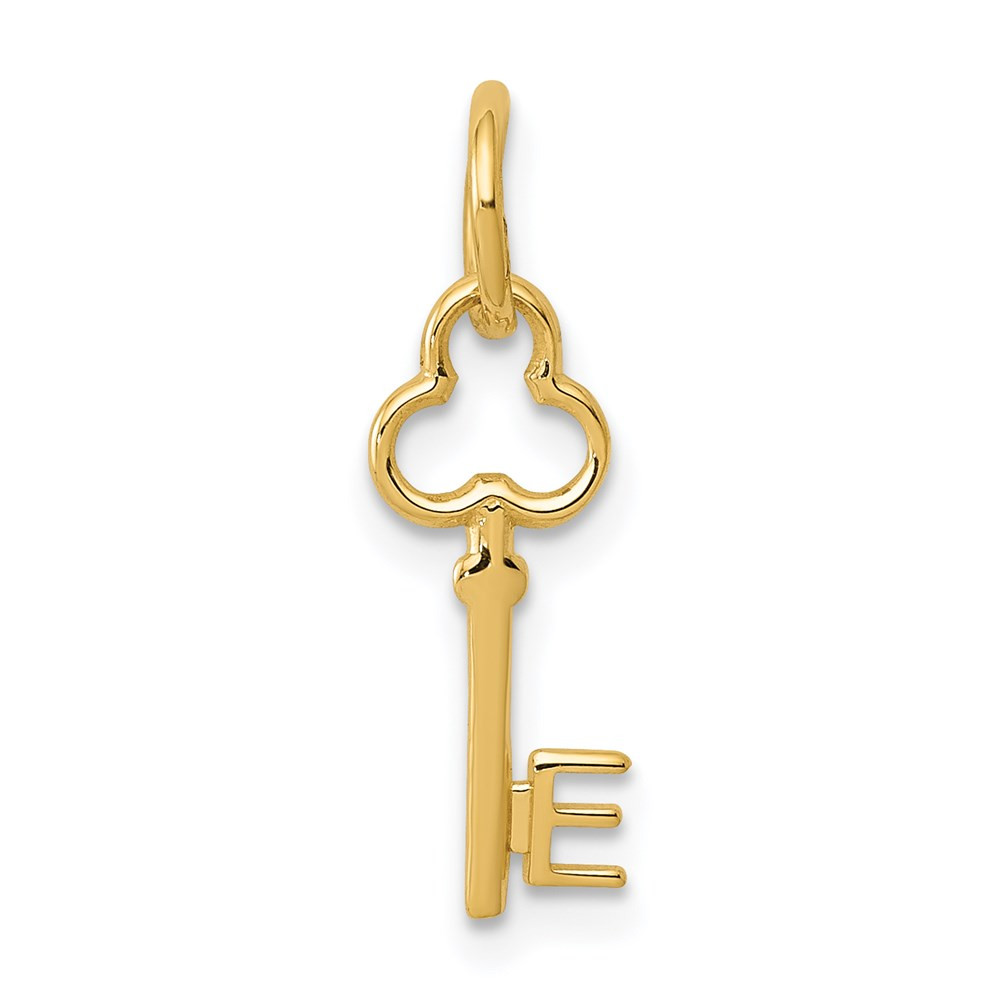 14k Yellow Gold Key Letter E Initial Charm Pendant 0.26gm L-15.53mm, W-6.88mm