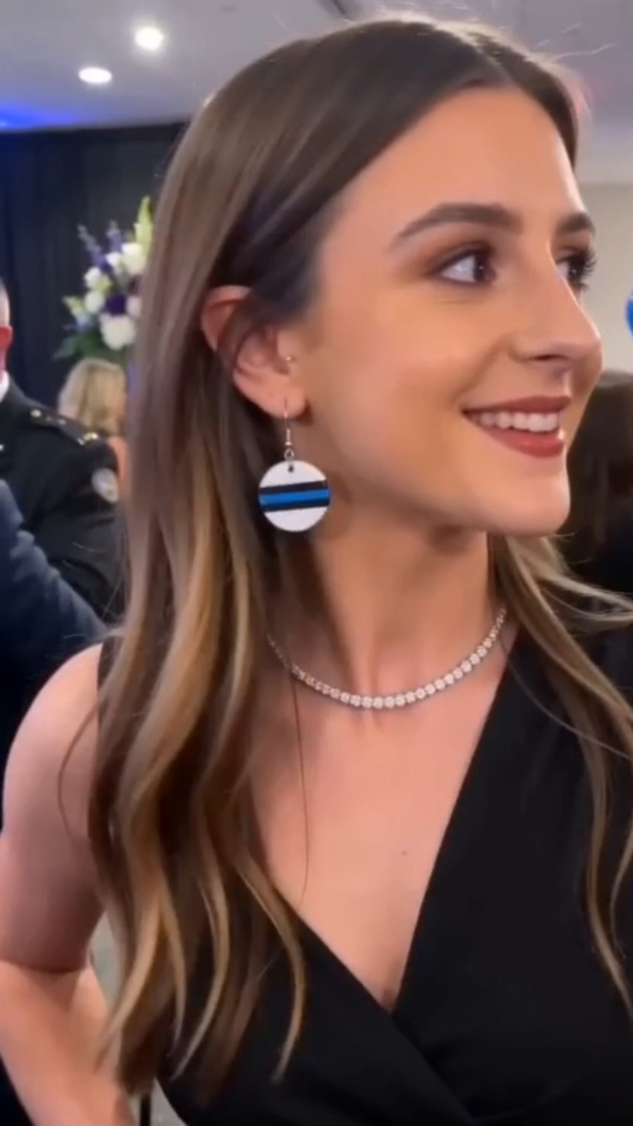 Round White Blue Black Stripe Resin, 925 Sterling Silver Hook Earrings.