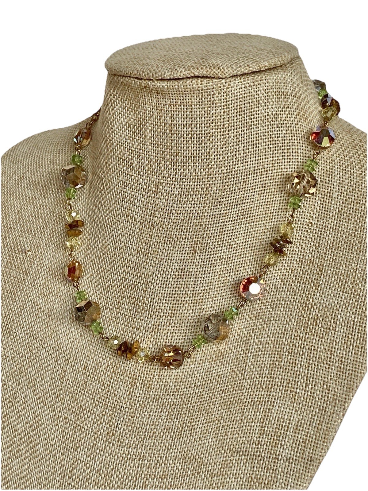 Vintage Adjustable Faceted Sparkly AB Crystal Necklace, 13-1/2″ to 17″