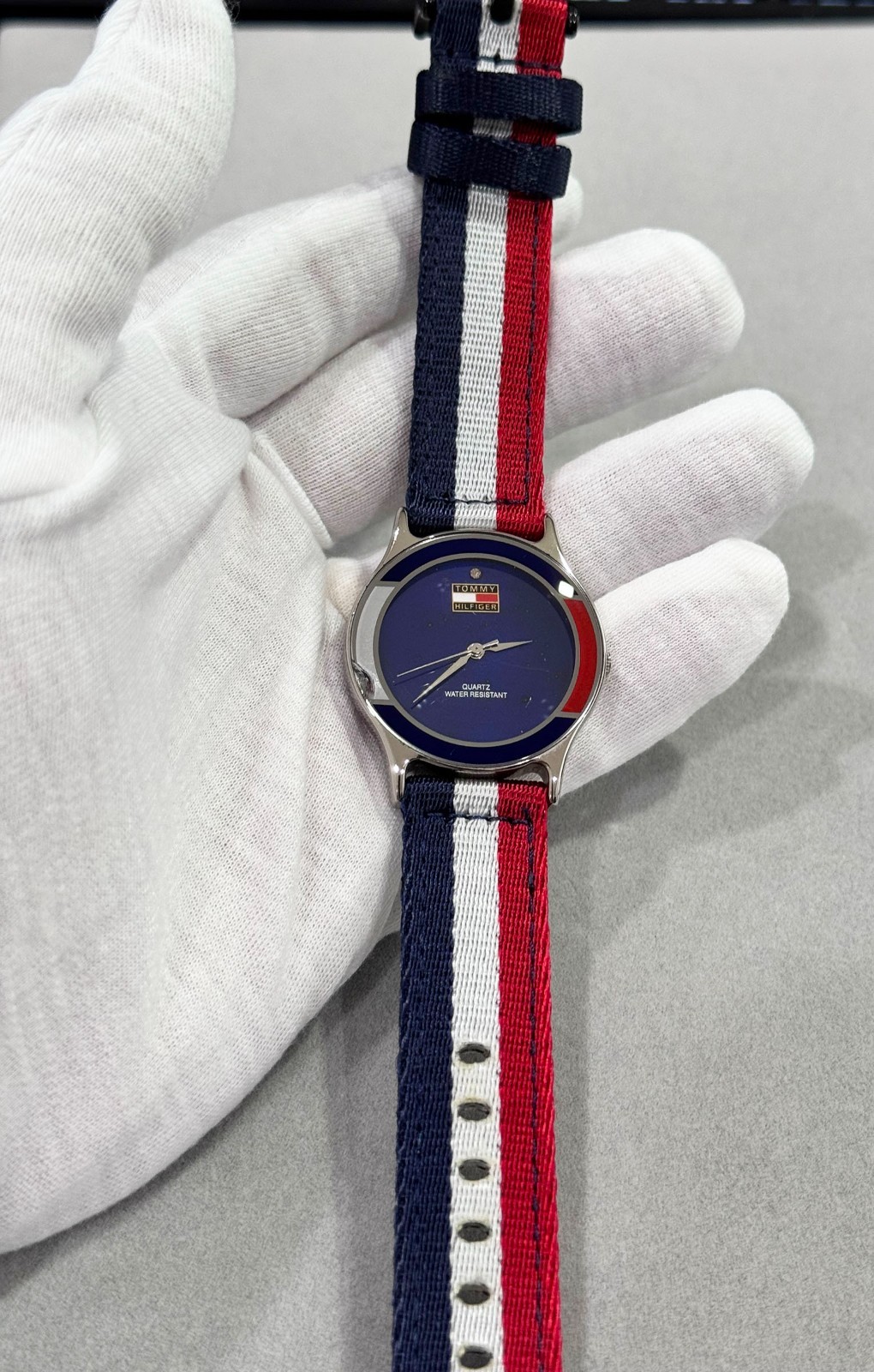 NOS Vintage Tommy Hilfiger Quartz Watch Blue Dial Original Strap Included Runs