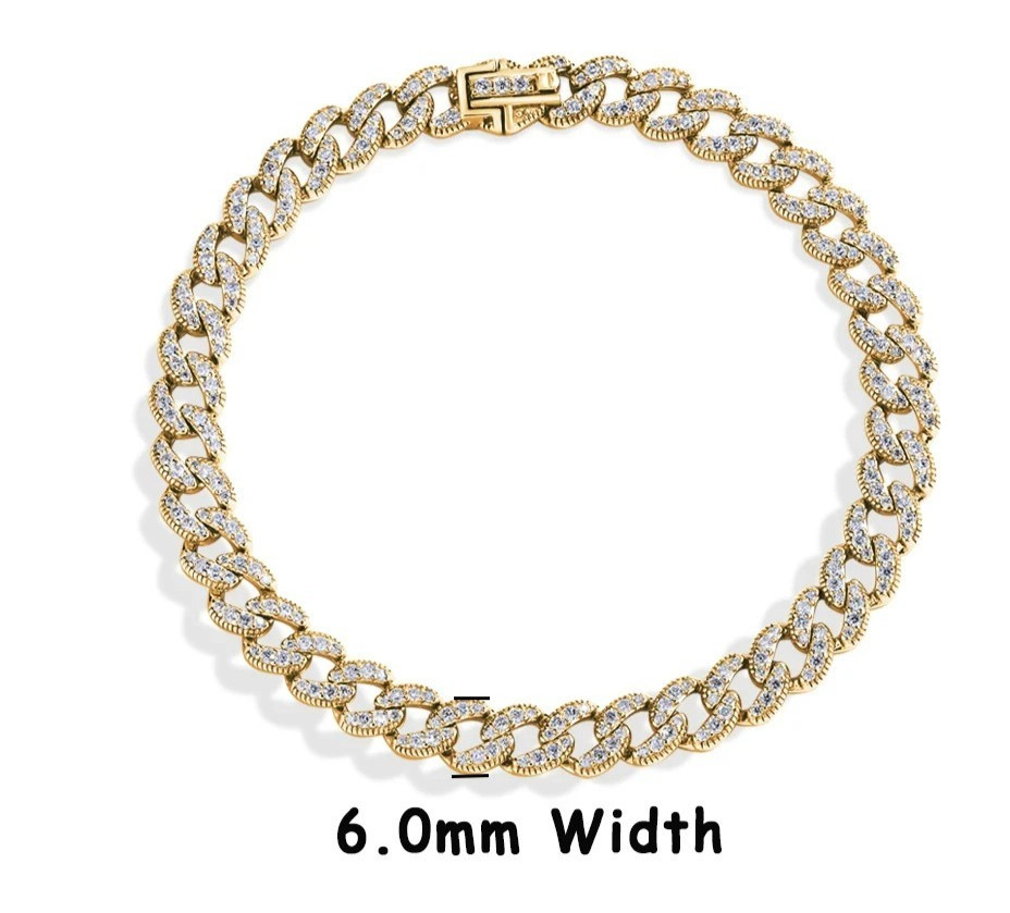 Miami Cuban 8 MM VVS MOISSANITE Link Chain Iced Out Bracelet 925 Sterling Silver