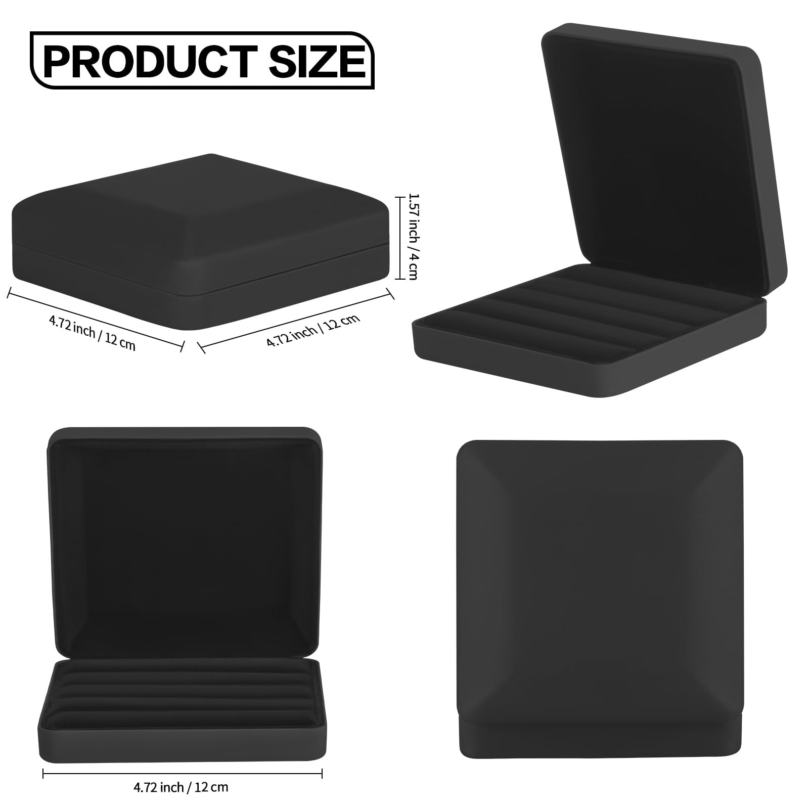 KUKUVR Ring Organizer Box, Travel 4.7*4.5*1.8 inches (12*11.5*4.5 cm), Black