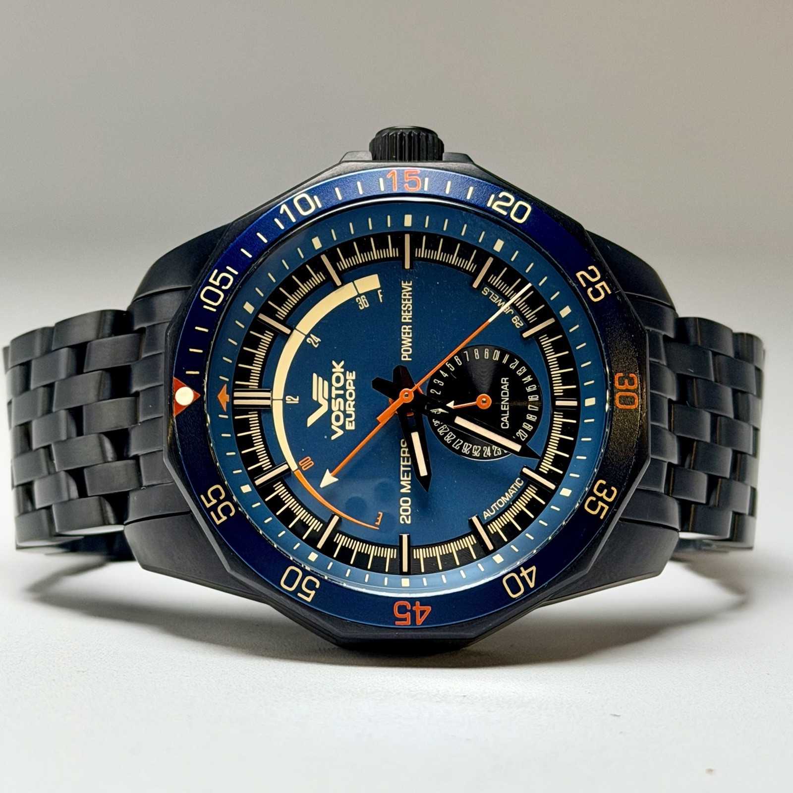 Vostok Europe N1 Rocket Automatic POWER RESERVE CALENDAR Ltd Ed Mens Watch NE57A