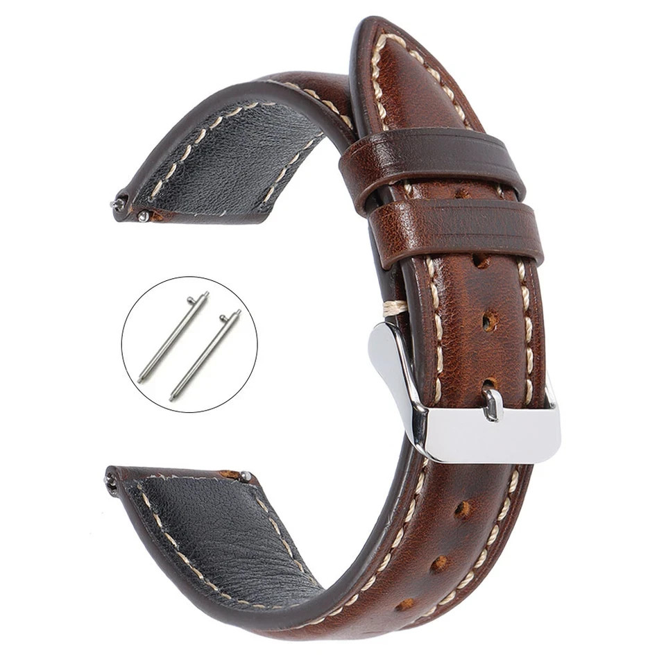 18mm 19mm 20mm 21mm 22mm Men’s Genuine Leather Watch Strap Band Quick Release