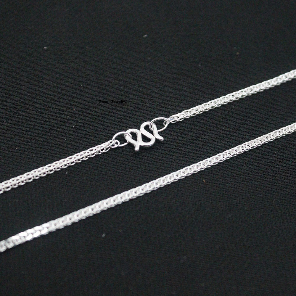 Pure S999 Fine Silver 999 Chain Women 1.8mm Wheat Link Chain 4-5g 17.7inch