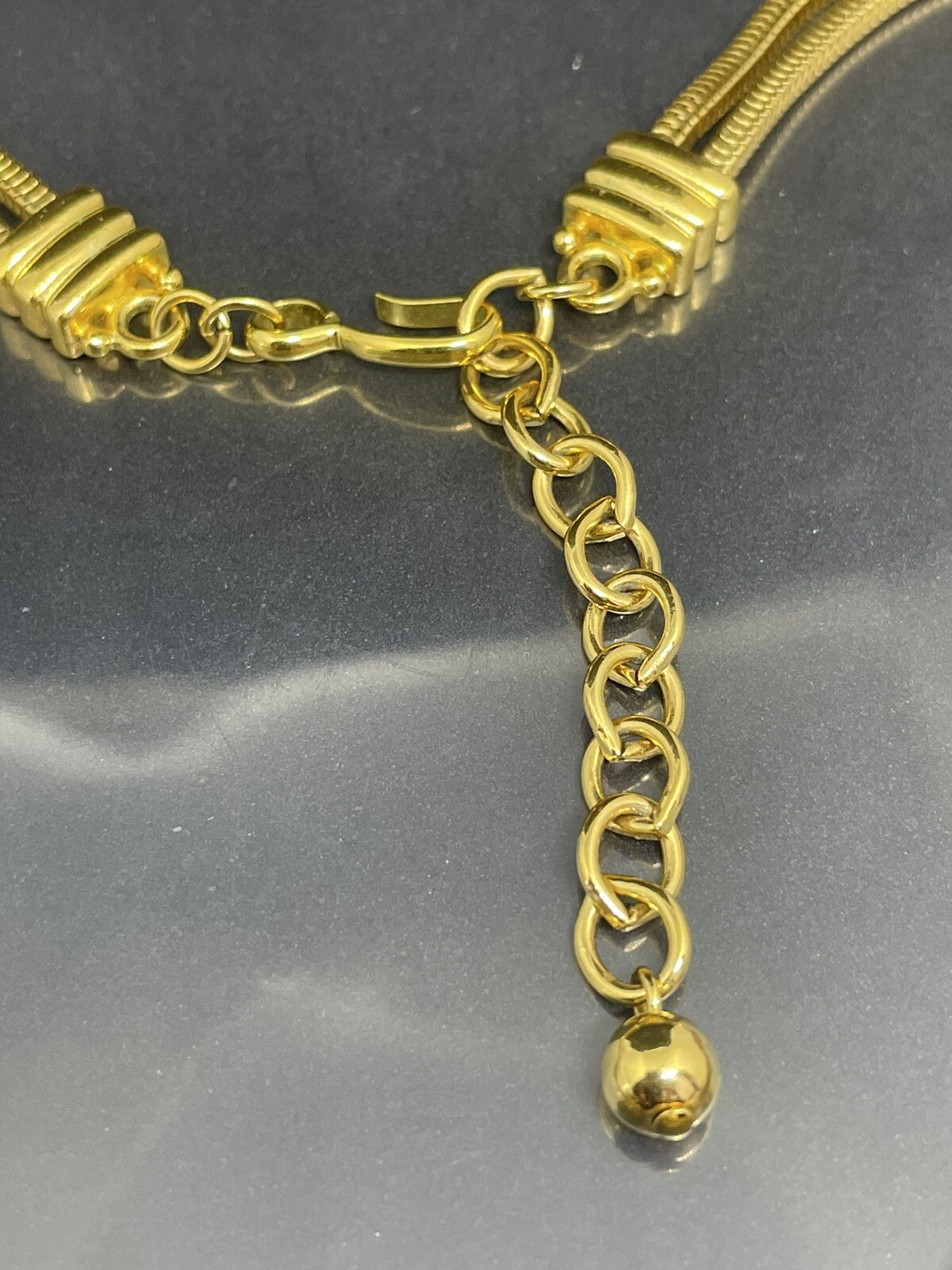 Vintage Monet Satin Brushed GoldTone Teardrop Pendant Necklace Signed RARE