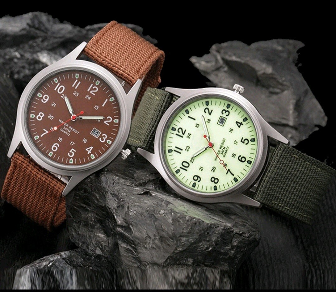 Men’s Military Army Luminous 24 Hours Dial Nylon Strap Date Quartz Wrist Watch