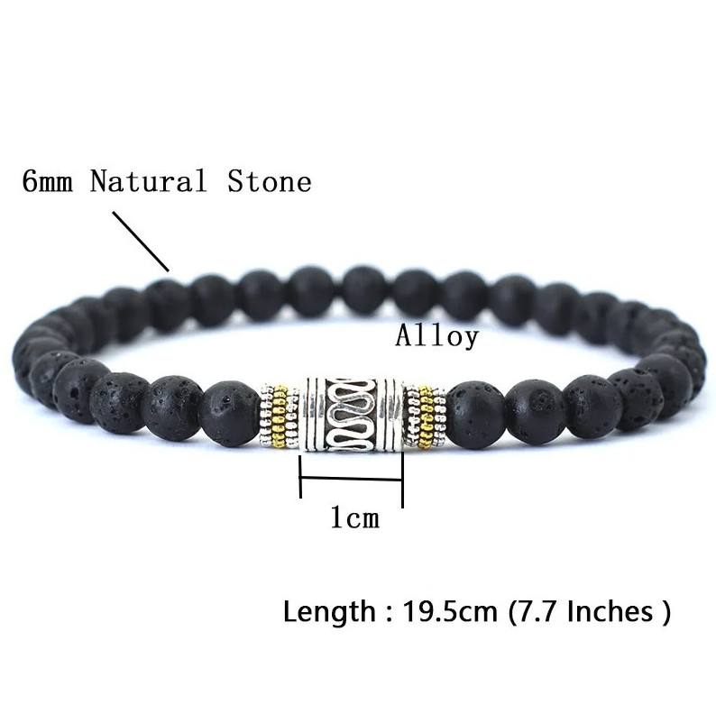 1pc 6mm Natural Stone Beaded Bracelet Unisex Yoga Meditation Lucky – NEW