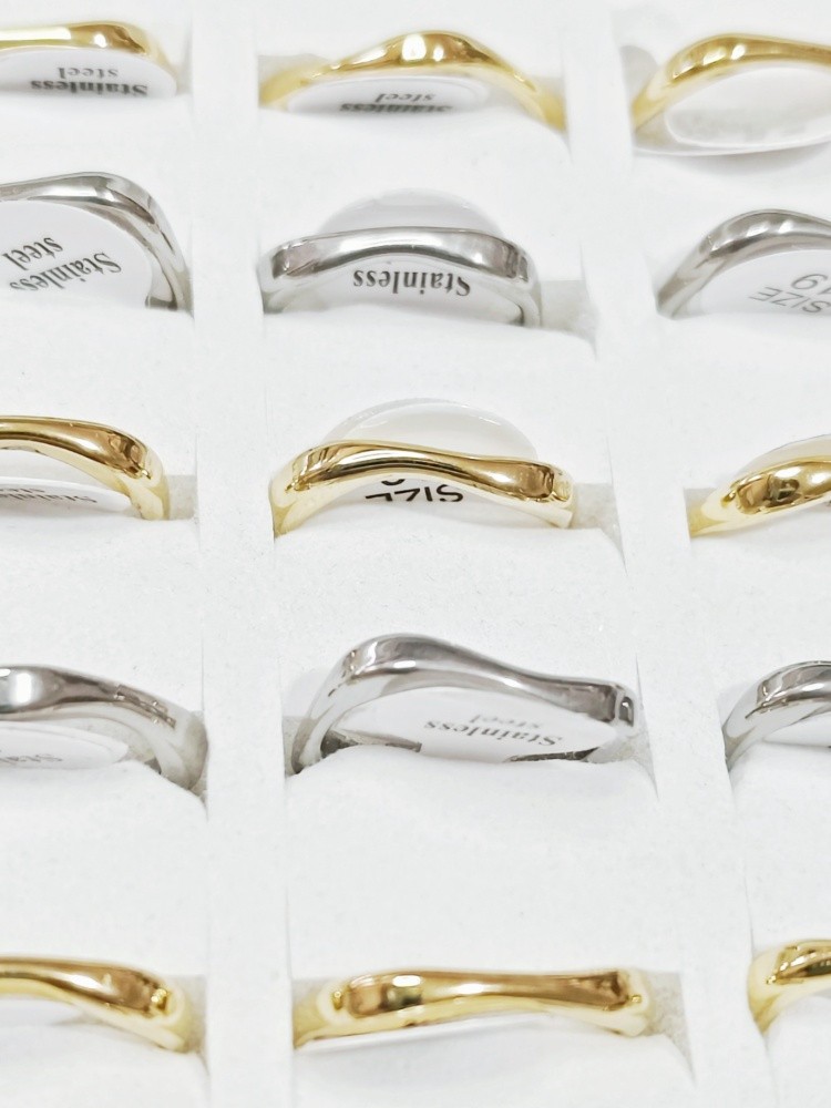 36Pcs Inner Round Outer Square Stainless Rings Stackable Unisex Two Tone Jewelry