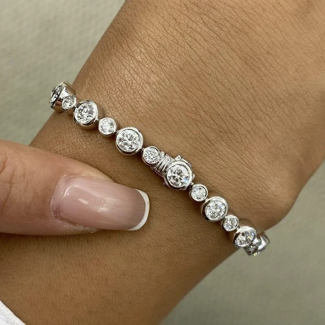 12.00 Ct Round Cut Lab Created Diamond Tennis Bracelet 14K White Gold Plated