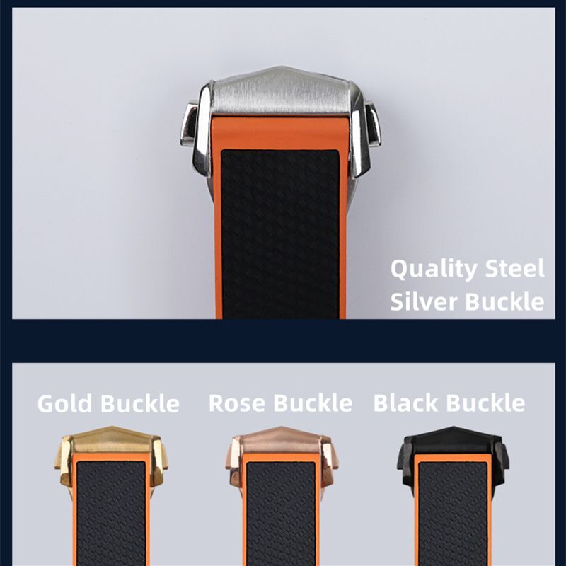 21mm Black Orange Strap Nylon Rubber Watch Band For Omega Seamaster Planet Ocean