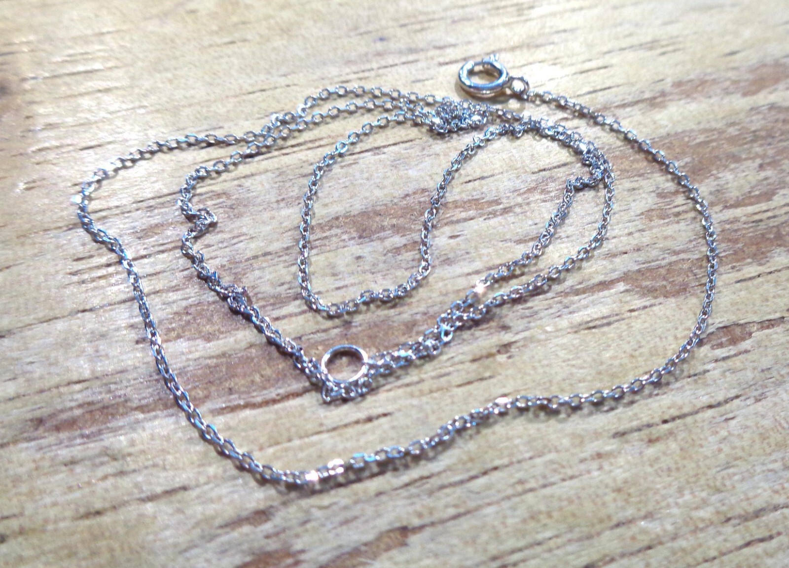 0.8MM PETITE WHITE GOLD-PLATED 925 STERLING SILVER DC ROLO CHAIN NECKLACE 16″