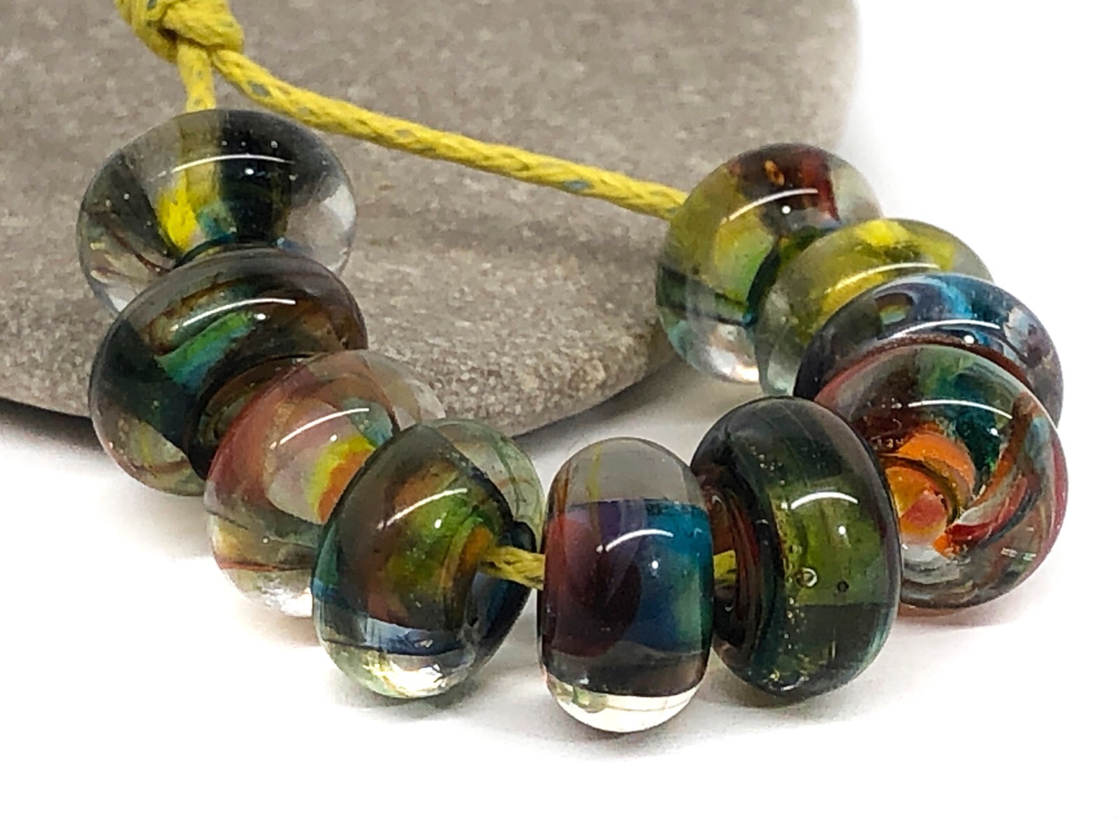 Handmade Lampwork Glass Beads From Murano OOAK Tamara Yarilo Brand 10 Pcs