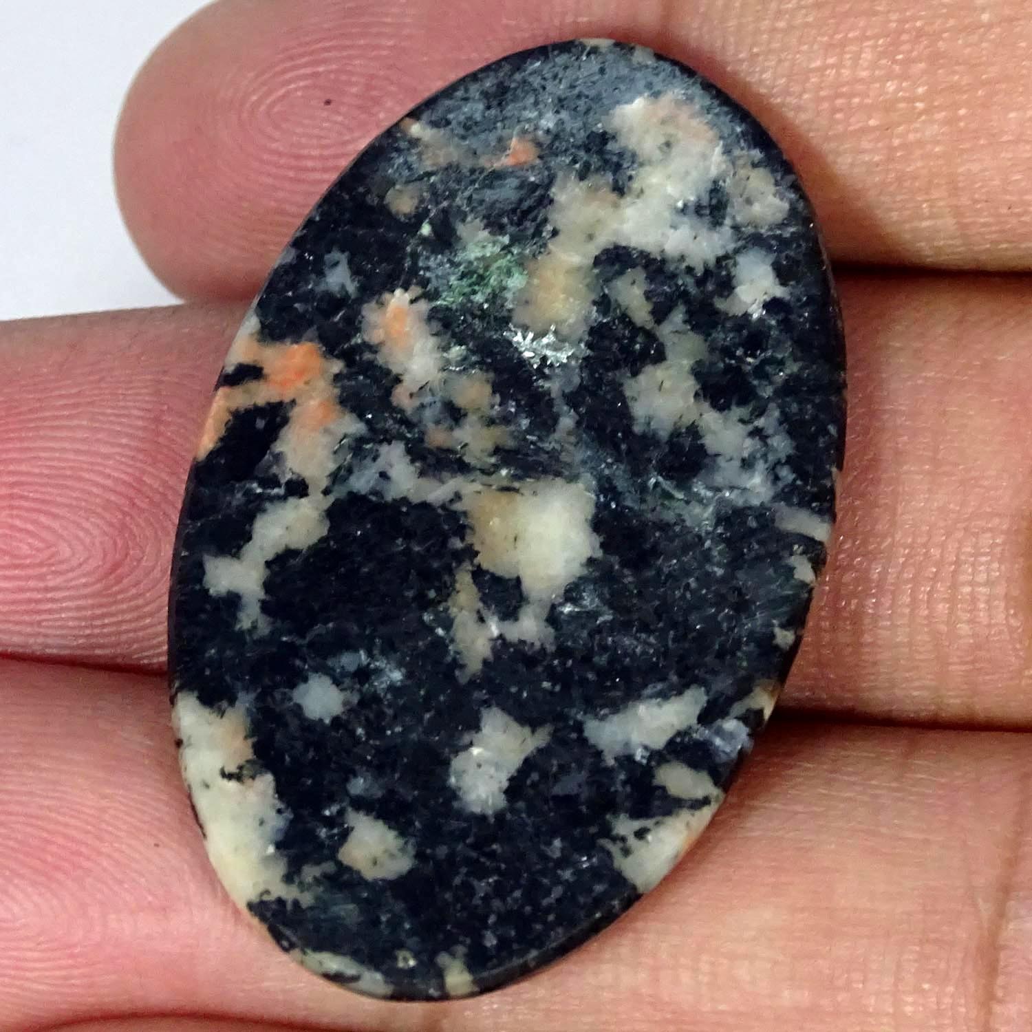 43.50Cts Natural Black Zebra Jasper Oval Cabochon Gemstone 24X40X4MM