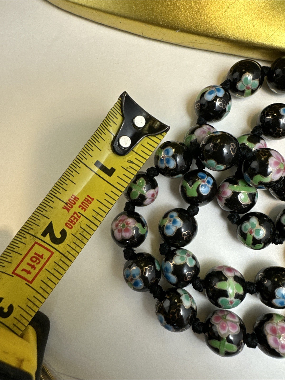 24 Inch Handknotted Hand-Painted Floral Porcelain Beaded Asian Necklace