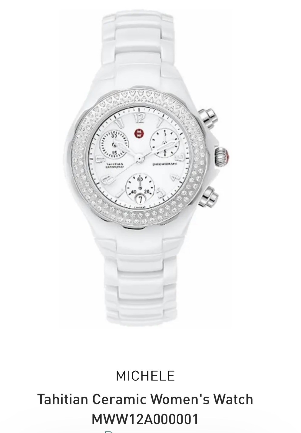 MICHELE Stain/Steel Tahitian Diamond Ceramic Watch MWW12A000001 – Running