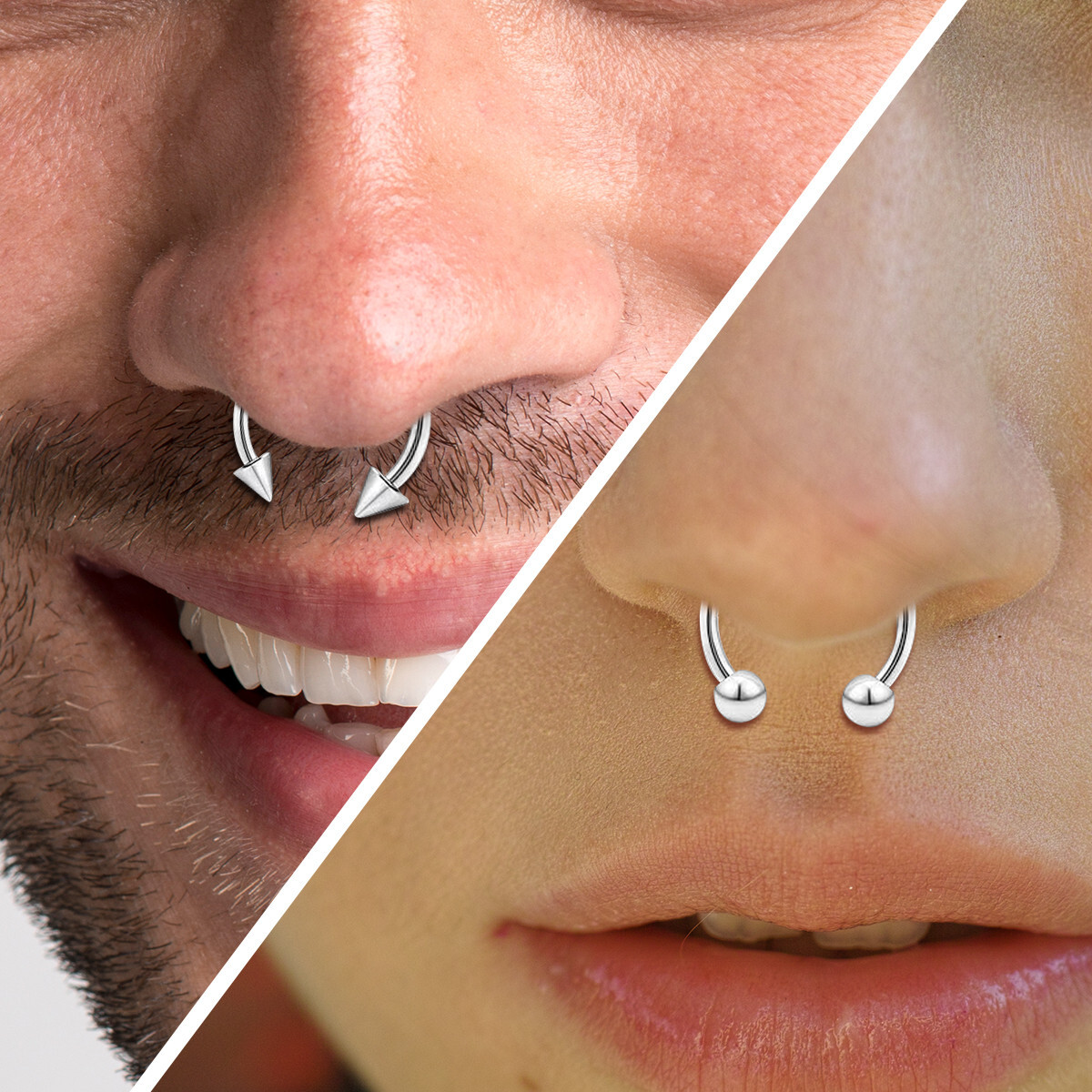 8-24Pcs 16G 14G Circular Barbell Horseshoe Rings Lip Septum Piercing Earrings