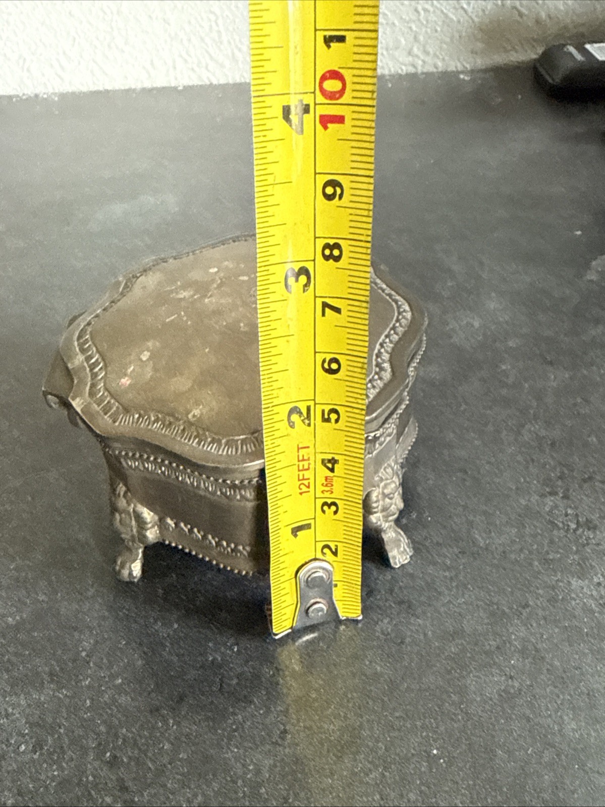 Vintage Jewelry Box w/Lion Claw Feet international Silver
